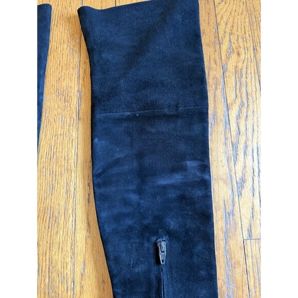 Alexander Wang Over The Knee Black Suede Leather Boots Stiletto Heel Size 37 GUC - Picture 4 of 13